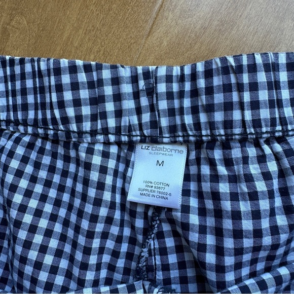 Liz Claiborne Sleepwear Black and White Gingham Pajama Set, Size Medium - Picture 3 of 15